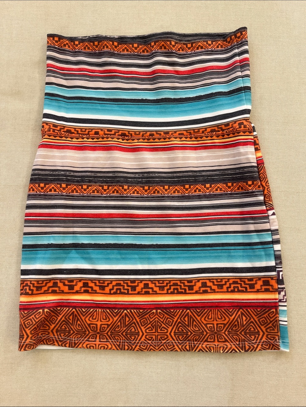 Nollie Striped Swim Skirt with Turquoise, Orange & Red Accents
